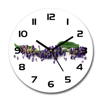 Round glass clock Lavender