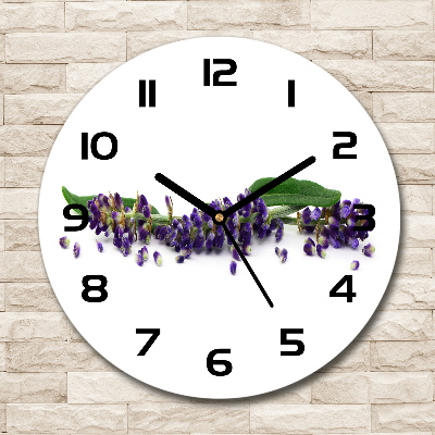 Round glass clock Lavender