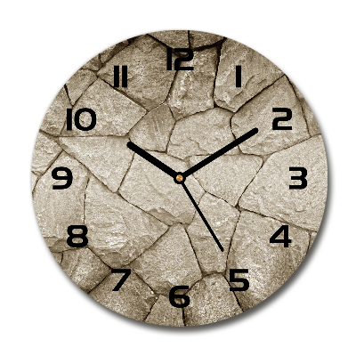 Round glass wall clock Stone wall