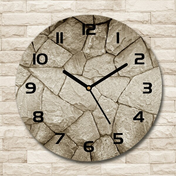 Round glass wall clock Stone wall