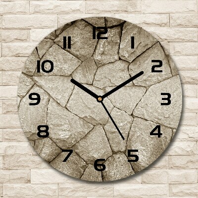 Round glass wall clock Stone wall