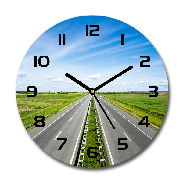 Round glass wall clock highway