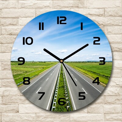 Round glass wall clock highway