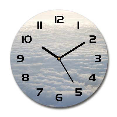 Round wall clock Flight over the clouds