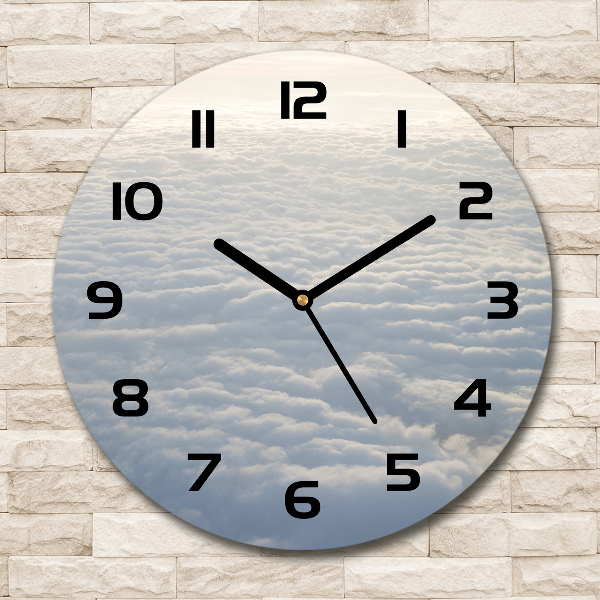 Round wall clock Flight over the clouds