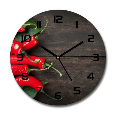 Round glass wall clock Chilli peppers