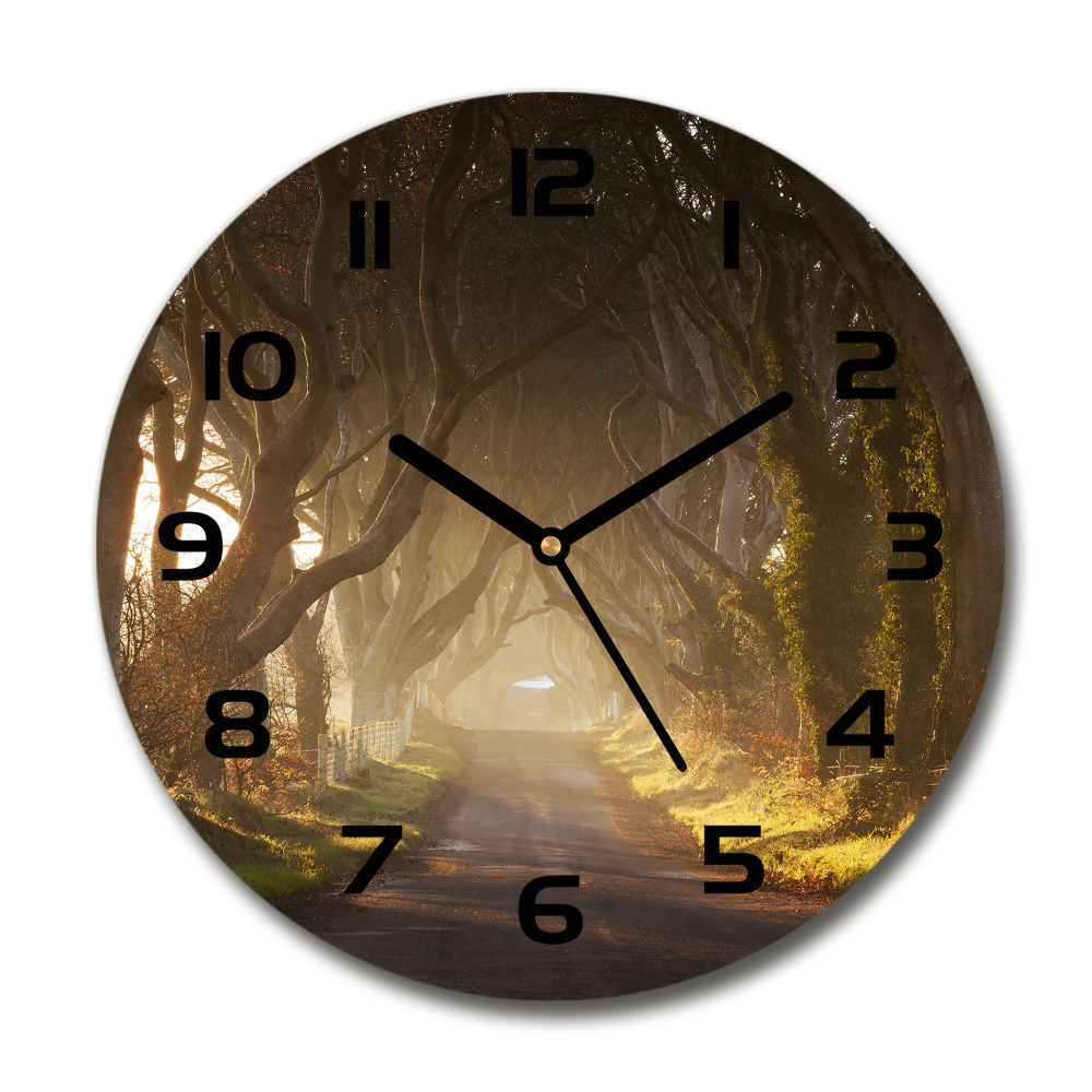 Round wall clock Fog in the forest