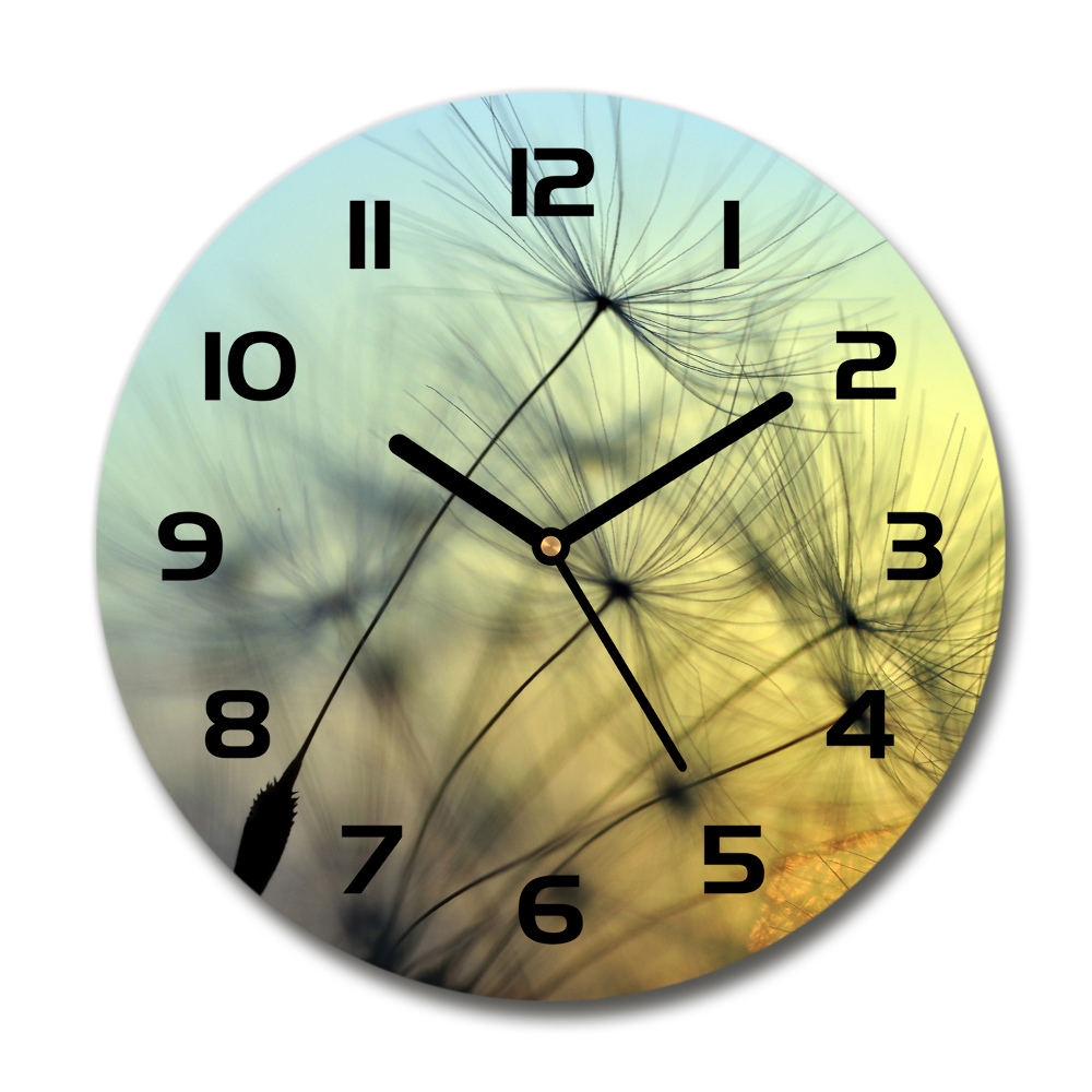 Round glass clock Dandelion seeds