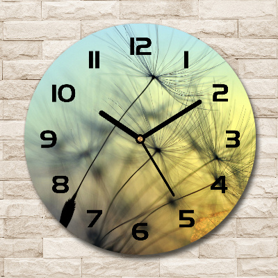 Round glass clock Dandelion seeds