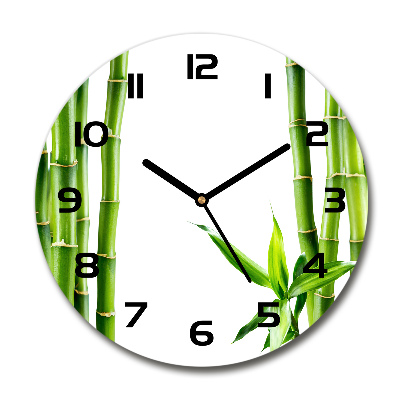 Round glass wall clock Bamboo