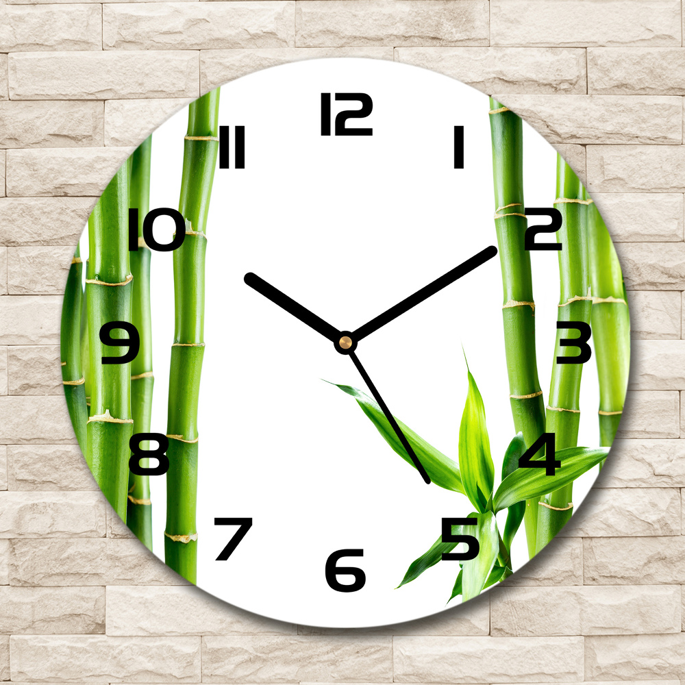 Round glass wall clock Bamboo