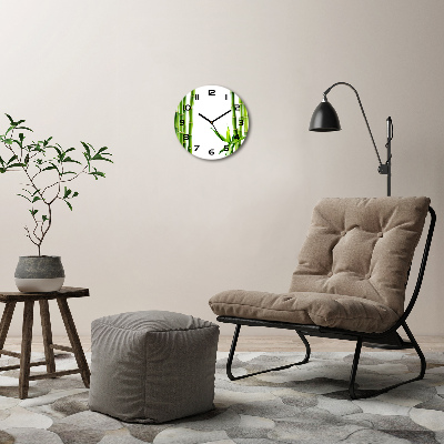 Round glass wall clock Bamboo