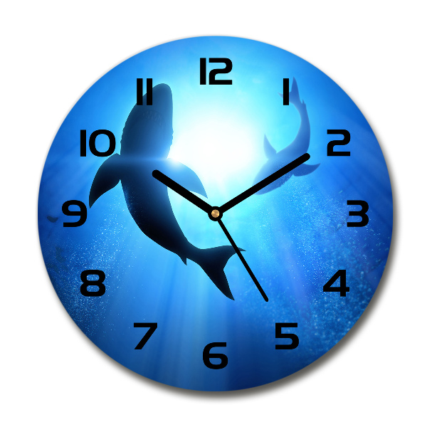 Round wall clock Two sharks