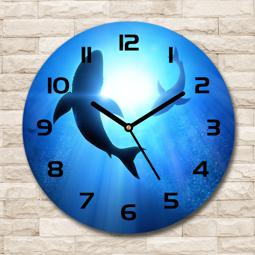 Round wall clock Two sharks