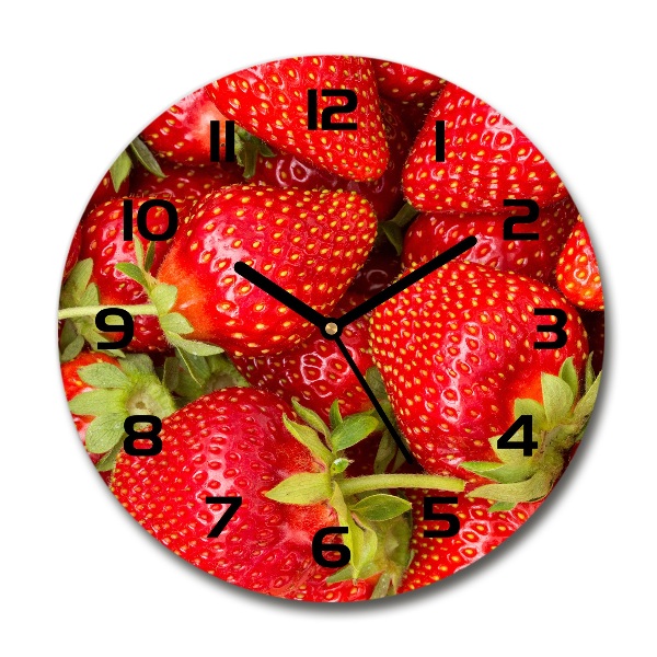 Round glass clock Strawberries