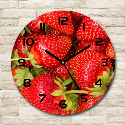 Round glass clock Strawberries