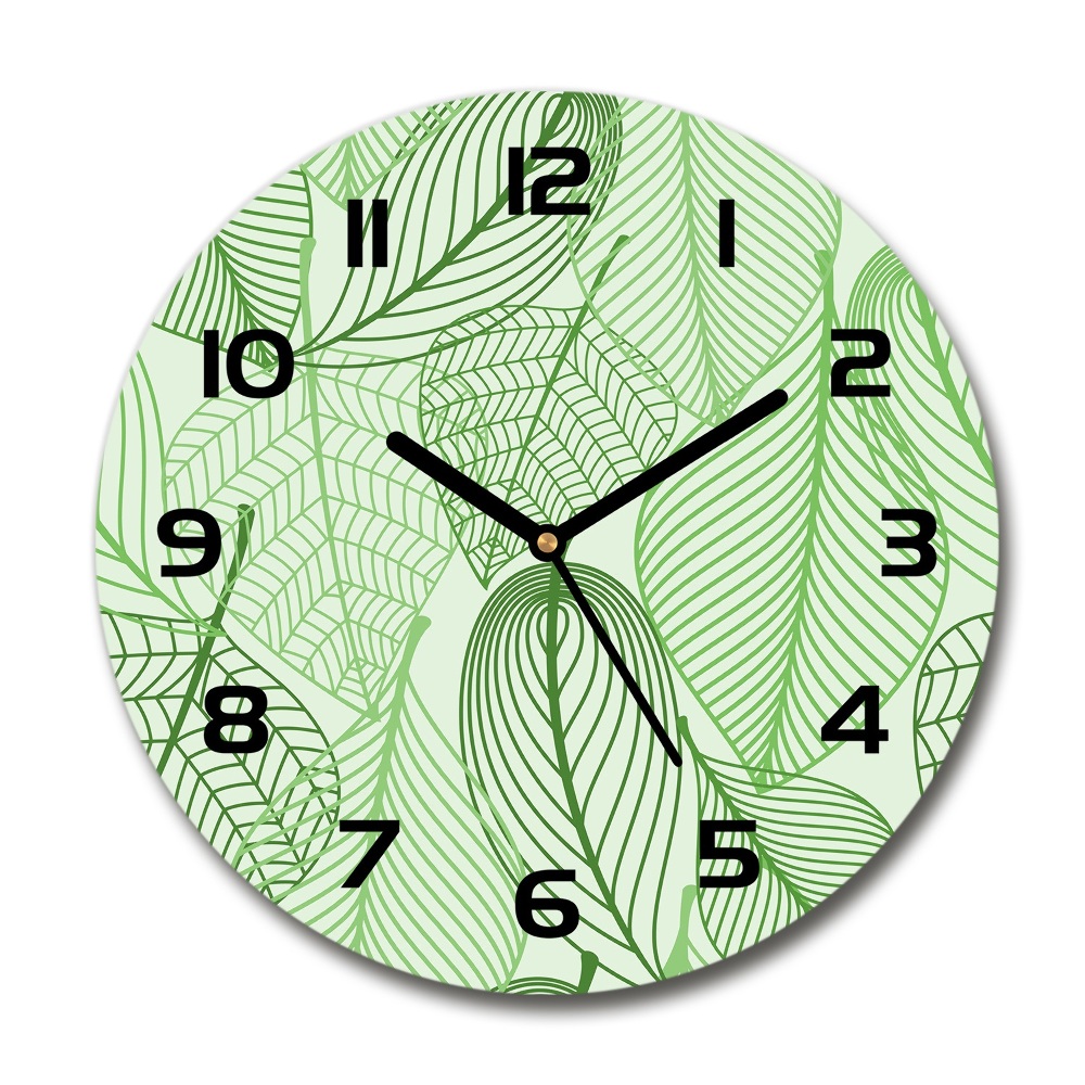 Round wall clock Pattern leaves