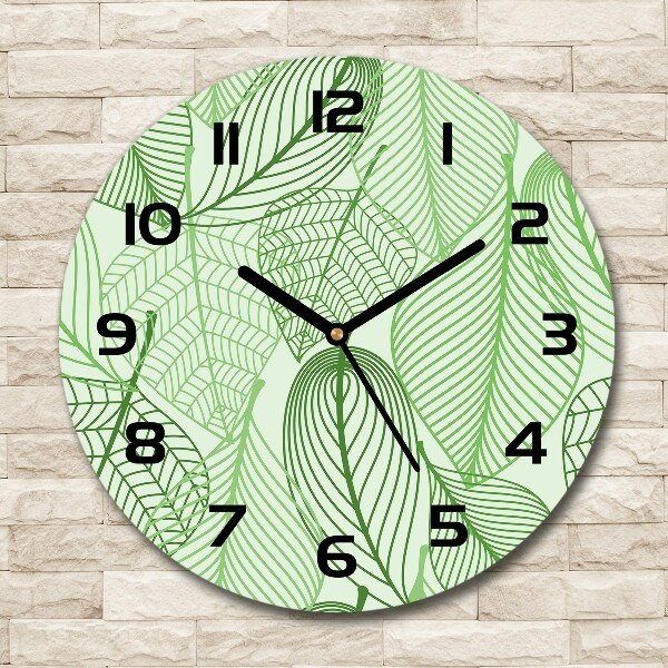 Round wall clock Pattern leaves