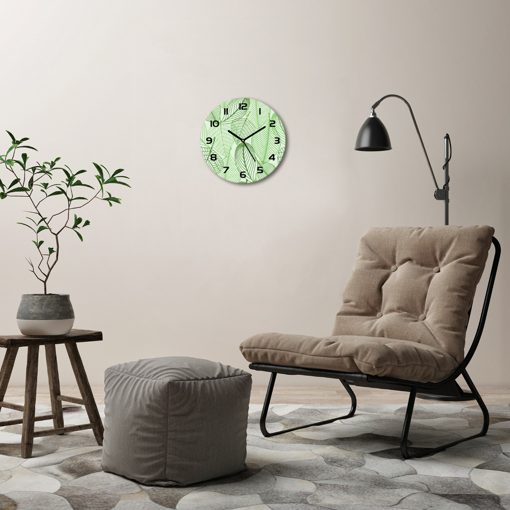 Round wall clock Pattern leaves