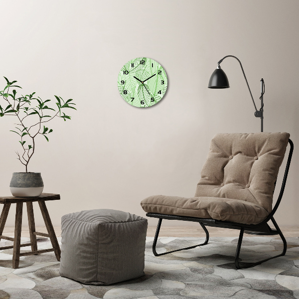 Round wall clock Pattern leaves