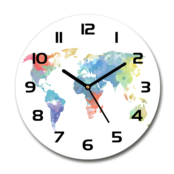 Round wall clock world map