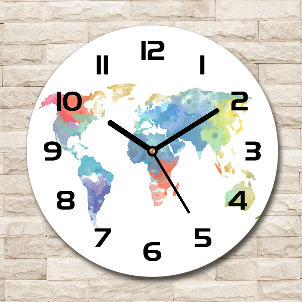 Round wall clock world map