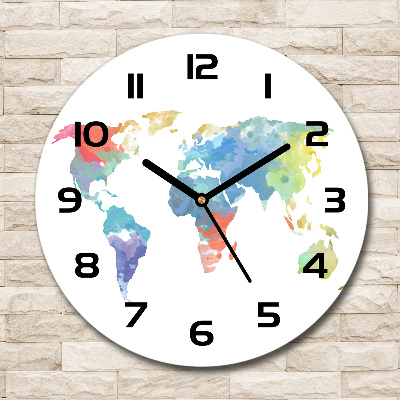 Round wall clock world map