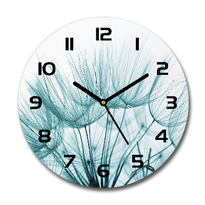 Round glass wall clock Dandelion seeds