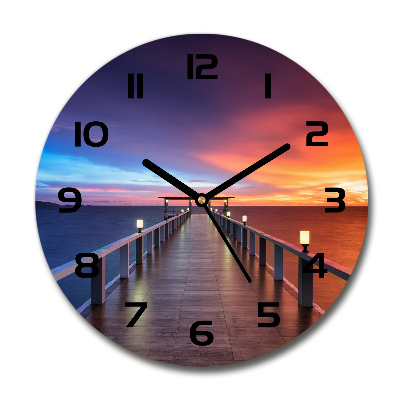 Round wall clock Wooden bridge