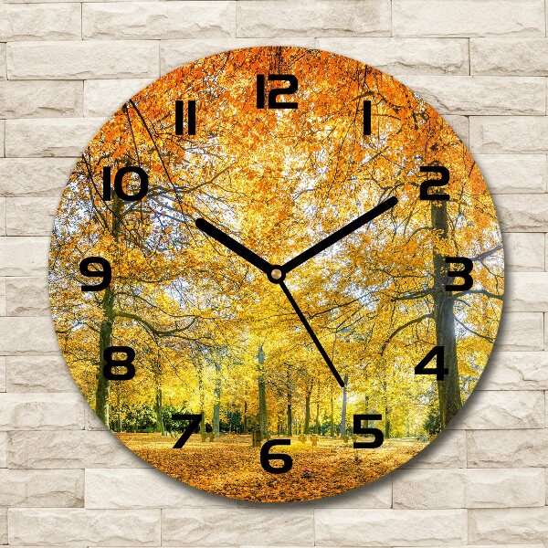 Round wall clock Forest in autumn