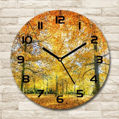 Round wall clock Forest in autumn