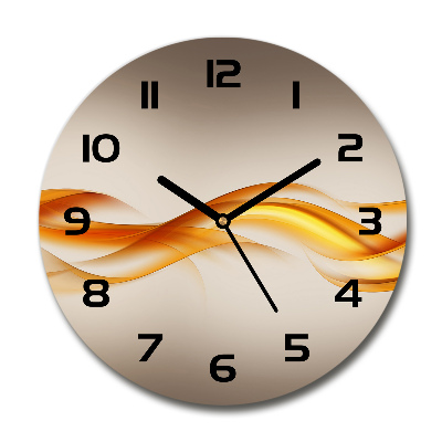 Round glass wall clock Wave abstraction