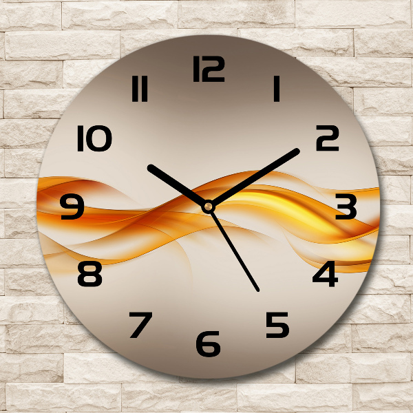 Round glass wall clock Wave abstraction