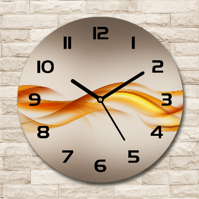 Round glass wall clock Wave abstraction