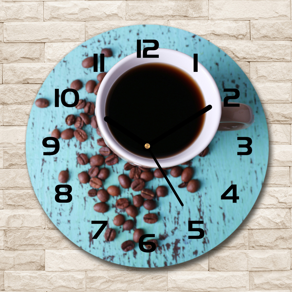 Round wall clock Black coffee