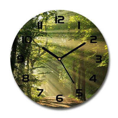 Round wall clock Forest in the sun