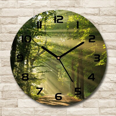 Round wall clock Forest in the sun