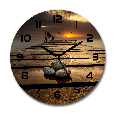 Round wall clock Wooden pier