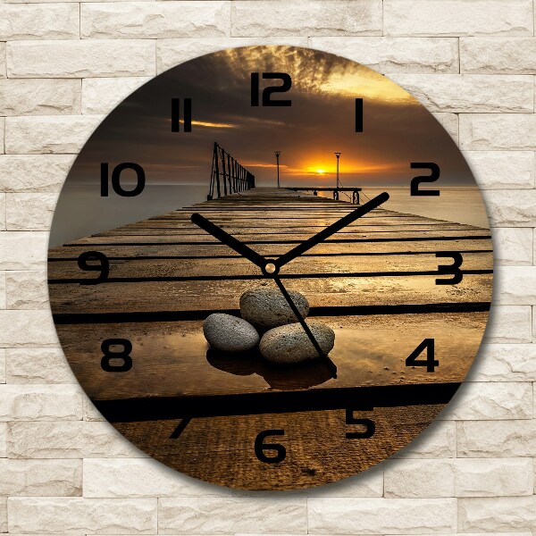 Round wall clock Wooden pier