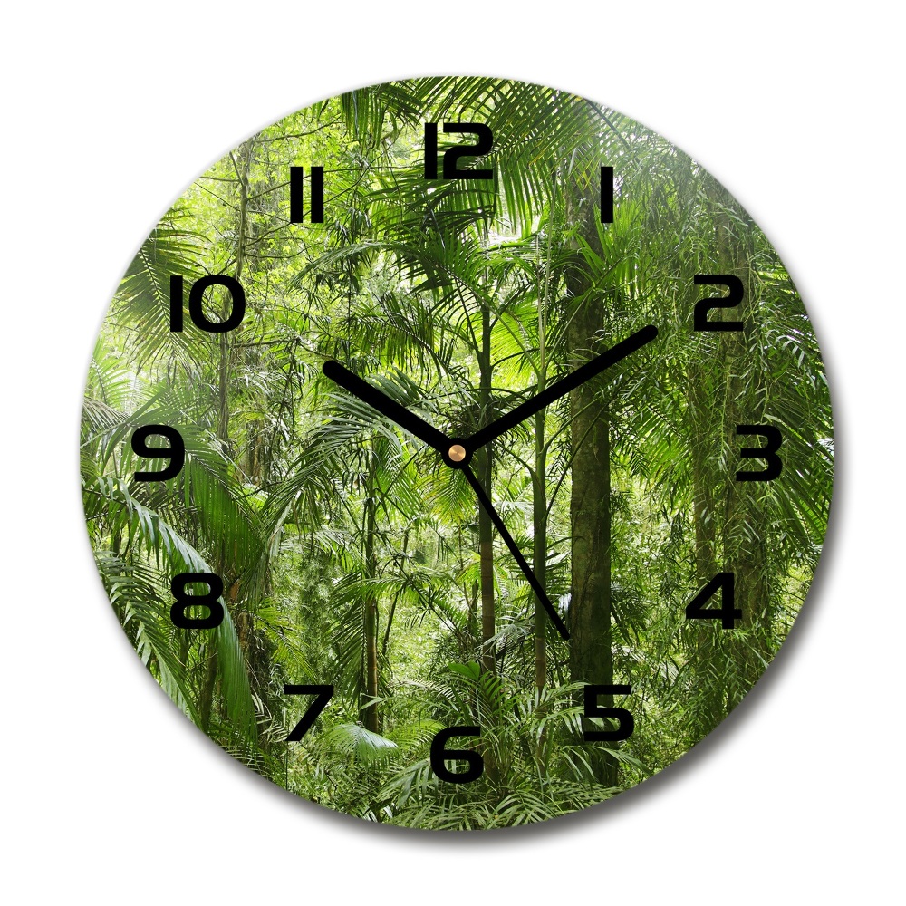 Round wall clock tropical forest