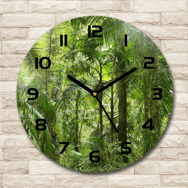 Round wall clock tropical forest