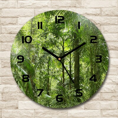 Round wall clock tropical forest