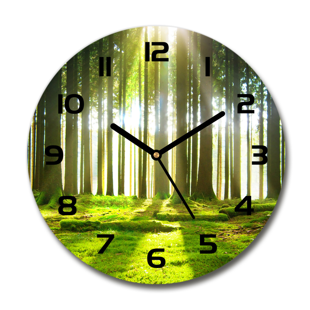 Round wall clock Forest in the sun