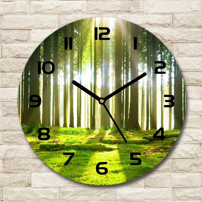 Round wall clock Forest in the sun