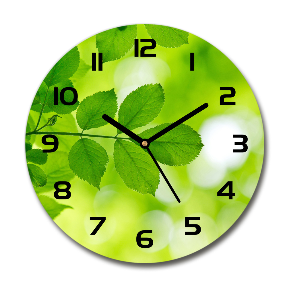 Round wall clock Green leaves