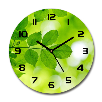 Round wall clock Green leaves