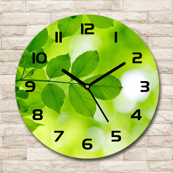 Round wall clock Green leaves