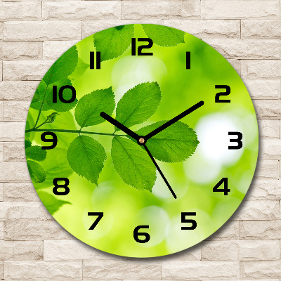 Round wall clock Green leaves