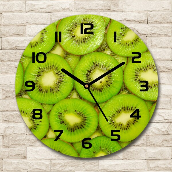 Round glass clock Kiwi