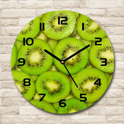 Round glass clock Kiwi